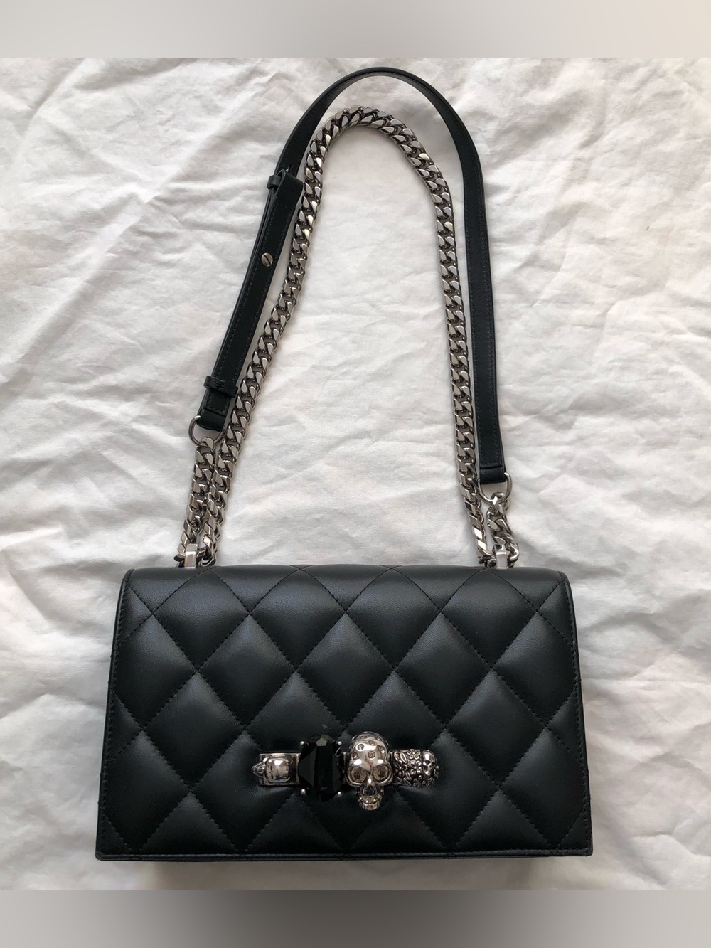 Alexander McQueen Medium Jewelled Knuckle Satchel in Quilted Nappa Leather